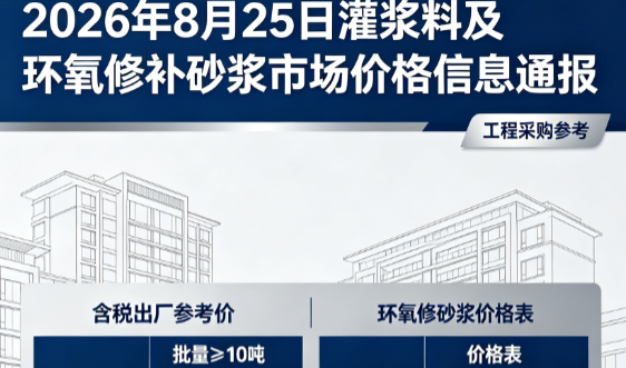 揭西2026年8月25日灌浆料及环氧修补砂浆市场价格信息通报